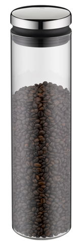 Vorratsglas 2l mit Edelstahl-Deckel, gefüllt mit Kaffeebohnen, Frontalansicht