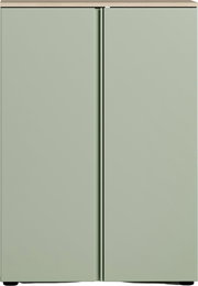 Schuhschrank in hellem Grün mit zwei Türen, Frontansicht