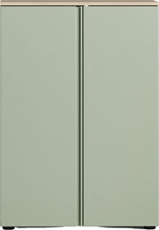 Schuhschrank in hellem Grün mit zwei Türen, Frontansicht