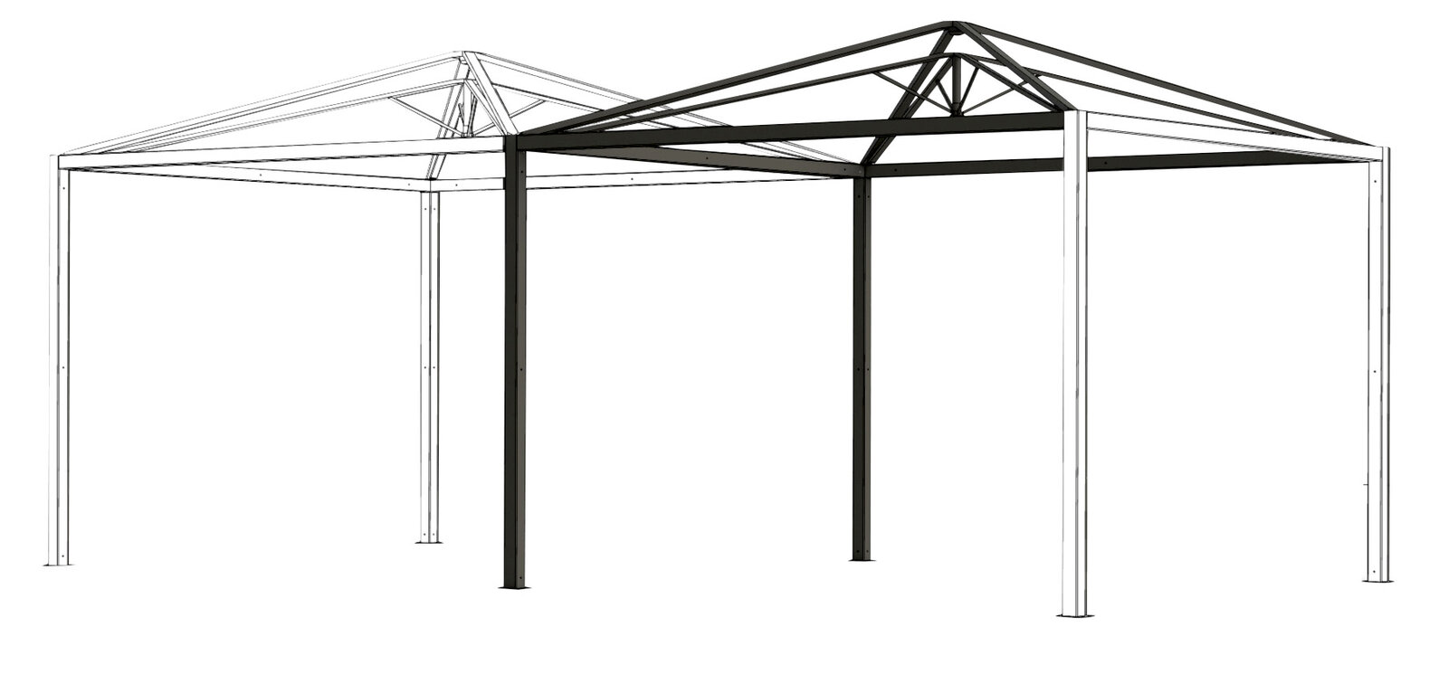 Siena Garden Pagode Erweiterung Metallrahmen einer Pagode Erweiterung, seitliche Perspektive
