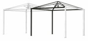 Metalen frame van een pagode-uitbreiding, zijaanzicht
