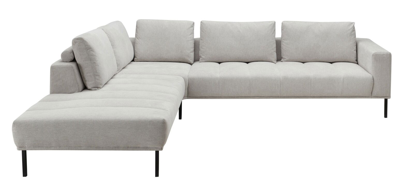 Graue Eckgarnitur mit modernem Design, linke Perspektive