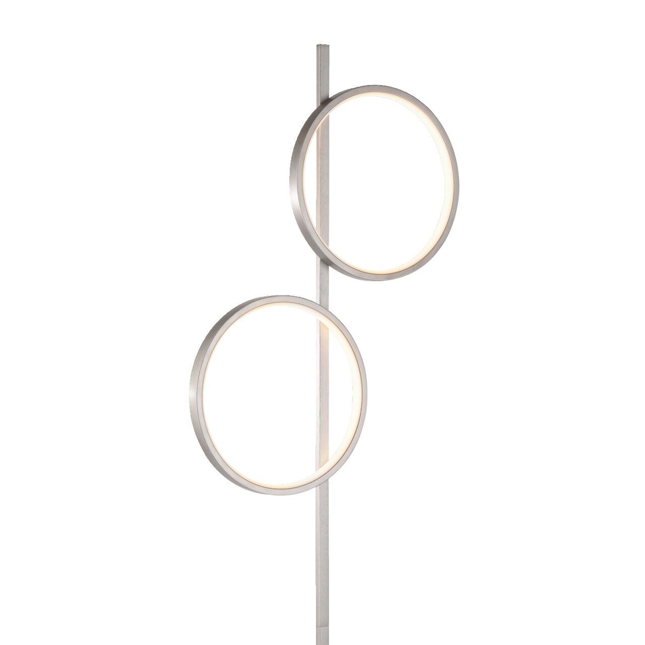 Moderne Stehleuchte MINI RITUS mit zwei leuchtenden Ringen, seitliche Perspektive