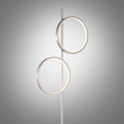 Moderne Stehleuchte MINI RITUS mit zwei leuchtenden Ringen, seitliche Perspektive