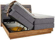 Boxspringbett MARISSA mit hochgeklappter Matratze und Stauraum, seitliche Perspektive