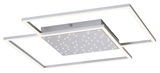 Moderne Deckenleuchte aus Stahl mit rechteckigem Design und LED-Lichtern, seitliche Perspektive.