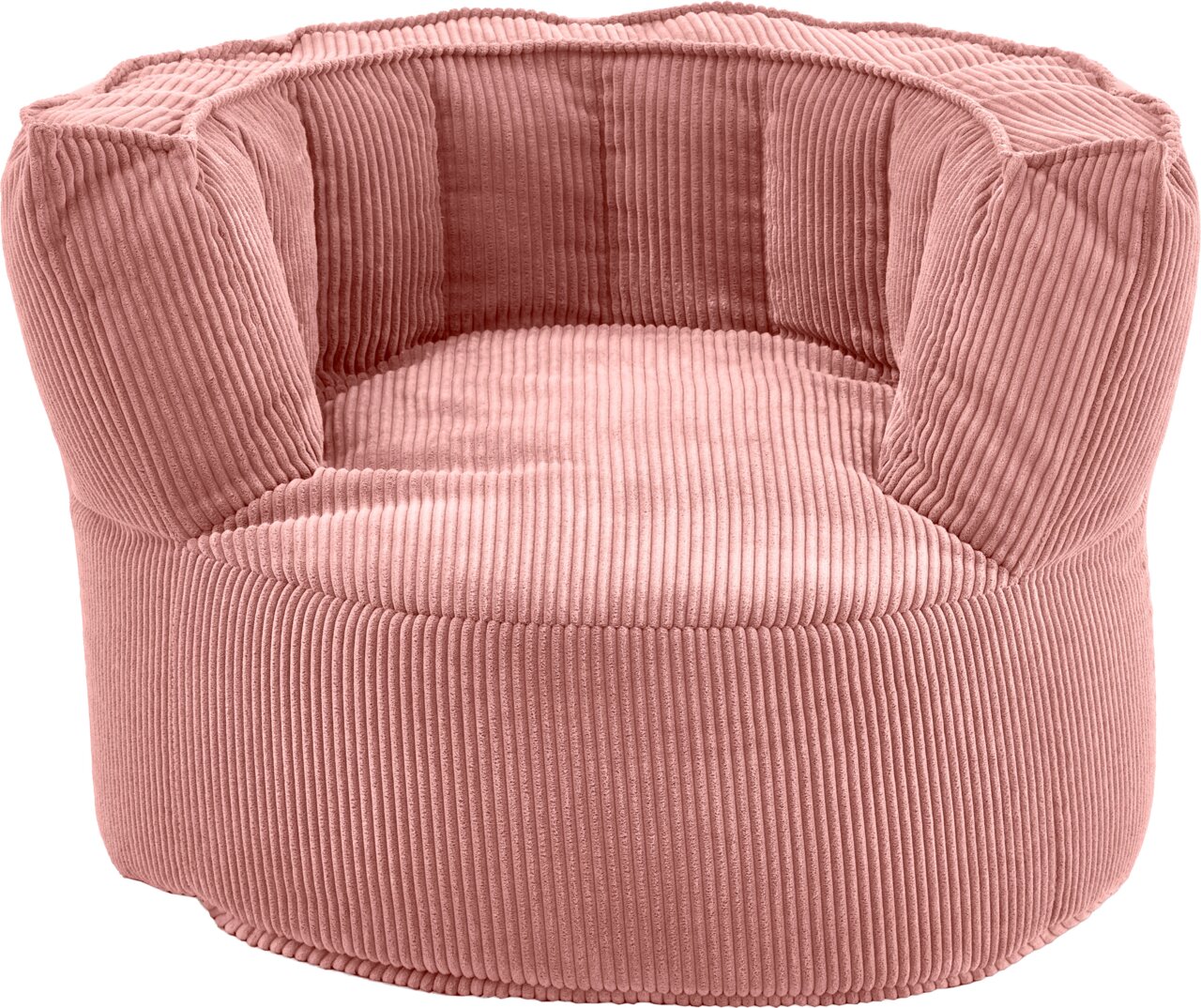 Großer, rosafarbener Sitzsack aus Cordstoff, Vorderansicht