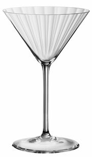 Martiniglas aus klarem Glas mit geriffeltem Design, seitliche Perspektive