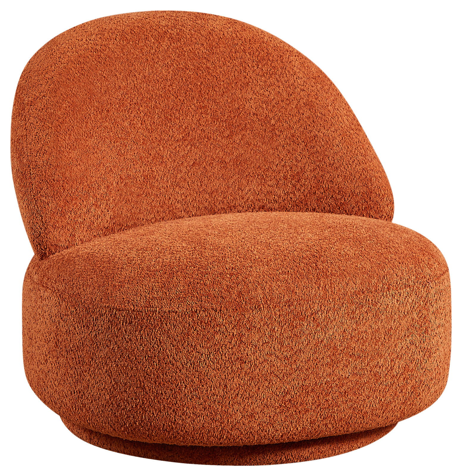 Z2 Sessel JANINA Moderner, orangefarbener Sessel mit runder Form und weicher Polsterung, seitliche Perspektive