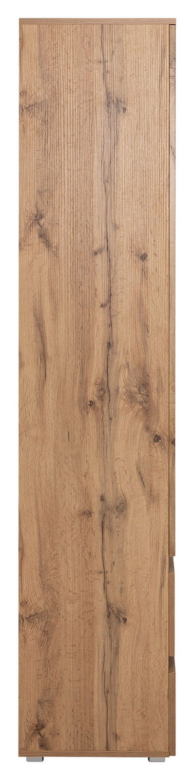 Seitenansicht einer Vitrine mit Holzoptik