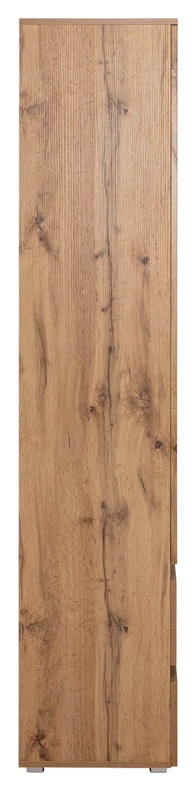 Seitenansicht einer Vitrine mit Holzoptik