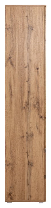 Seitenansicht einer Vitrine mit Holzoptik