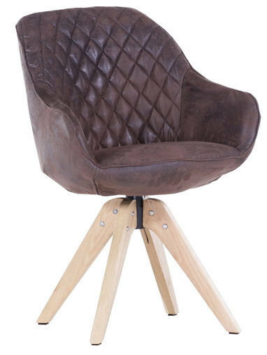 Landscape Stuhl COOL Brauner Stuhl mit gesteppter Rückenlehne und Holzbeinen, seitliche Perspektive