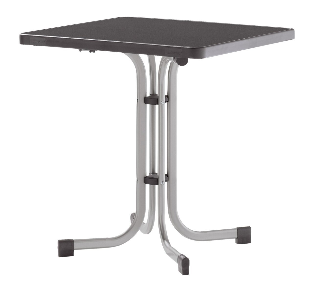 Klapptisch 70x70 cm in Graphit/Anthrazit, seitliche Perspektive