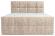 Beiges Boxbett mit gepolstertem Kopfteil, Frontalansicht