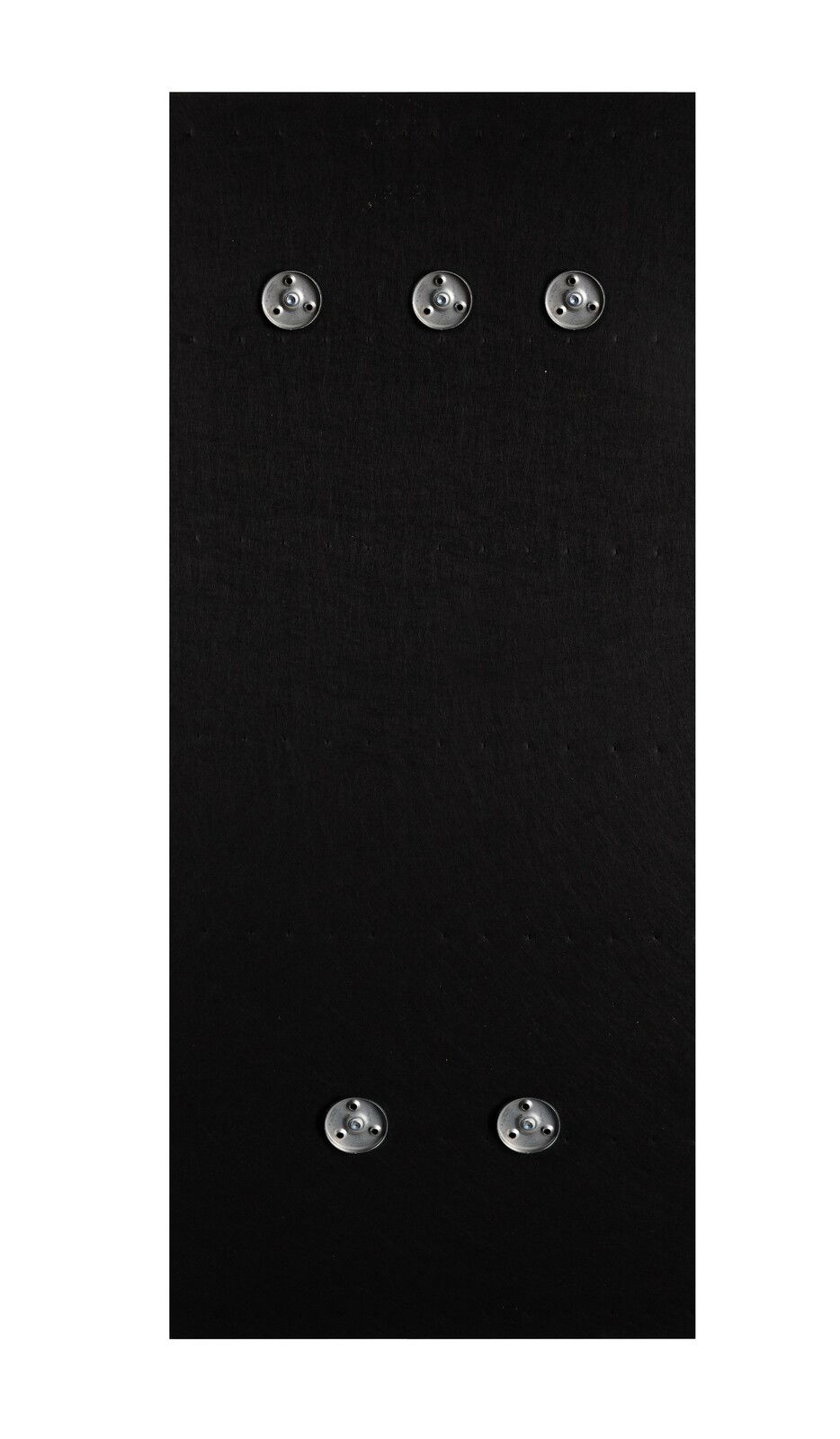 Schwarze Wandgarderobe mit sechs runden Haken, frontale Ansicht