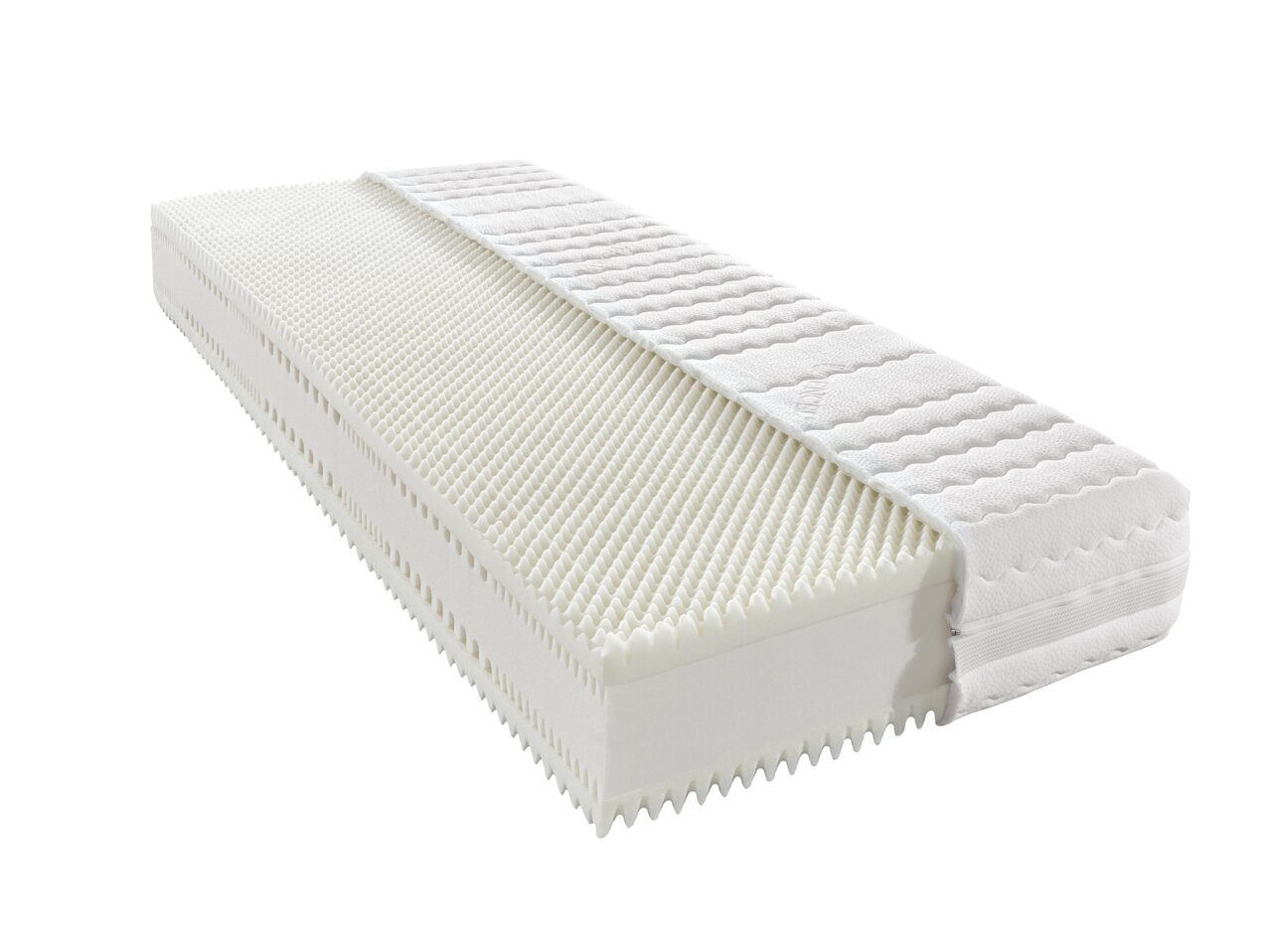 Novel Komfortschaummatratze H2 ORTHO STAR PLUS KS Komfortschaummatratze H2 in seitlicher Perspektive mit strukturierter Oberfläche und abnehmbarem Bezug