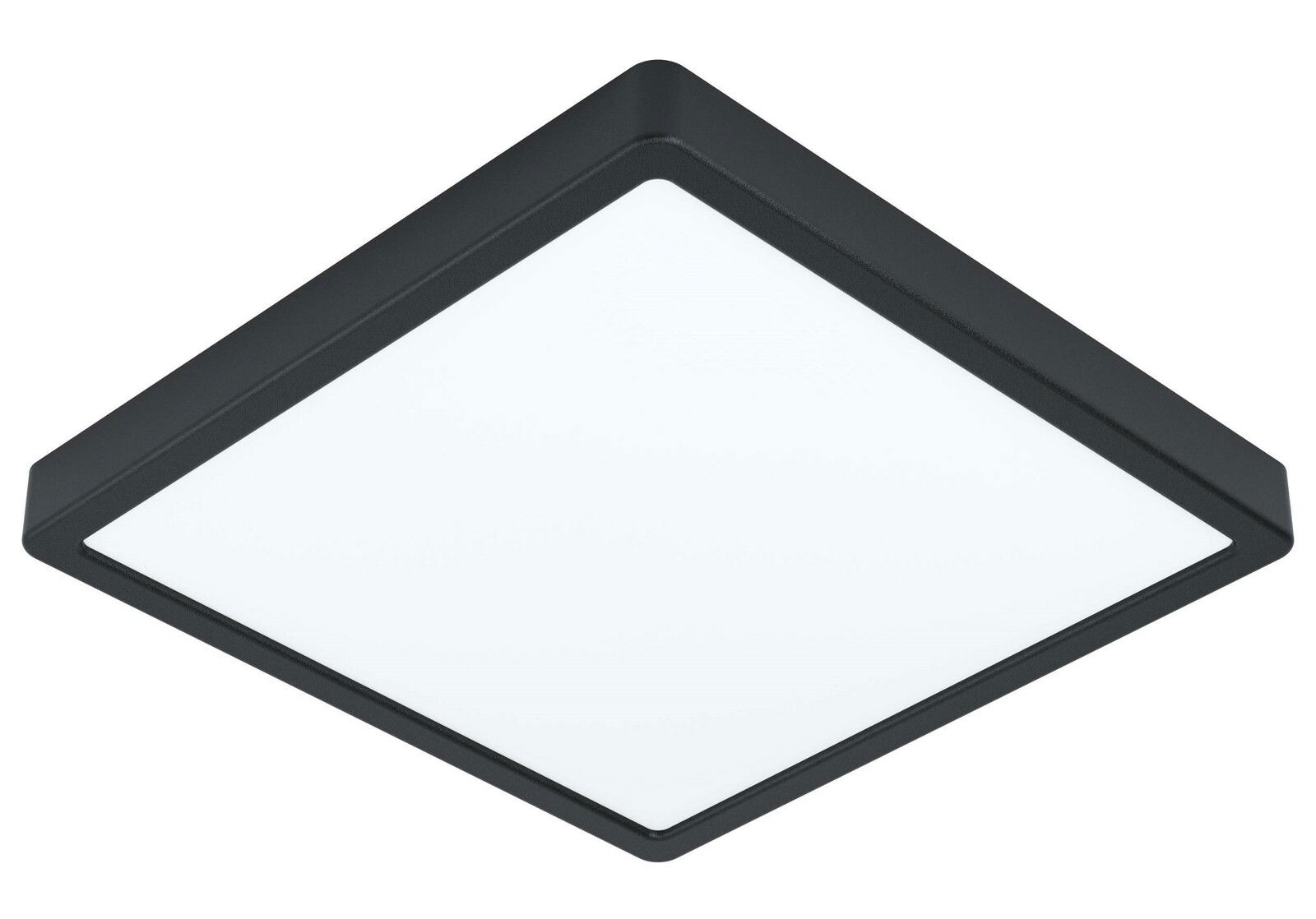 Quadratische LED Deckenleuchte Fueva 5 in Schwarz, seitliche Perspektive