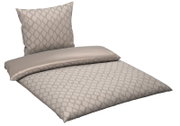 Wendebettwäsche mit geometrischem Muster in Beige, Ansicht von schräg oben
