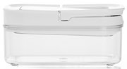 Transparente Vorratsdose mit weißem Deckel, seitliche Ansicht