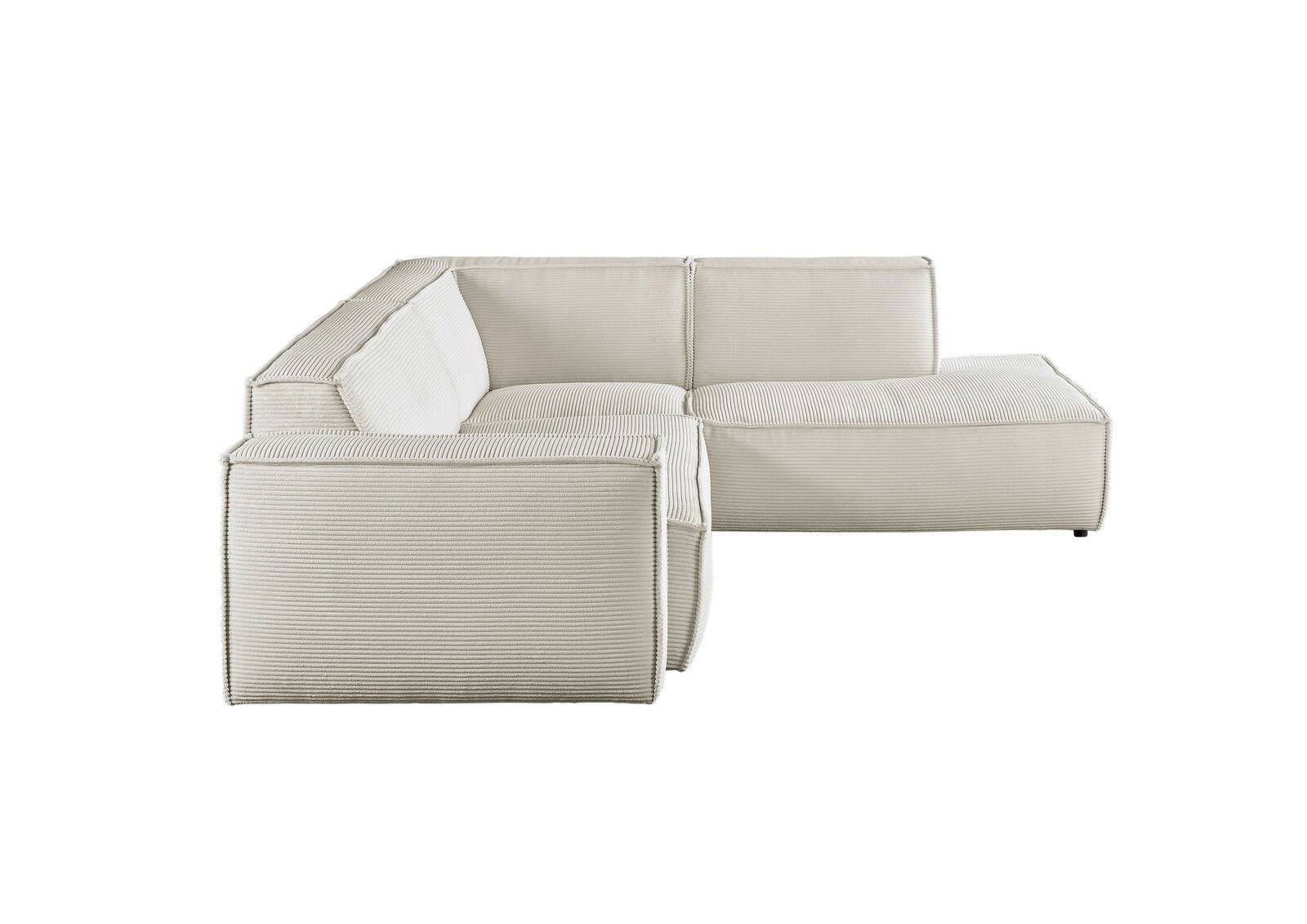 Eckkombination Sofa in hellem Stoff, seitliche Perspektive