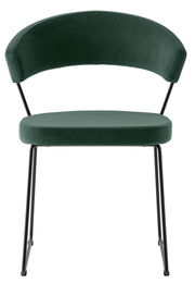 Moderner grüner Stuhl mit schwarzem Metallgestell, Vorderansicht