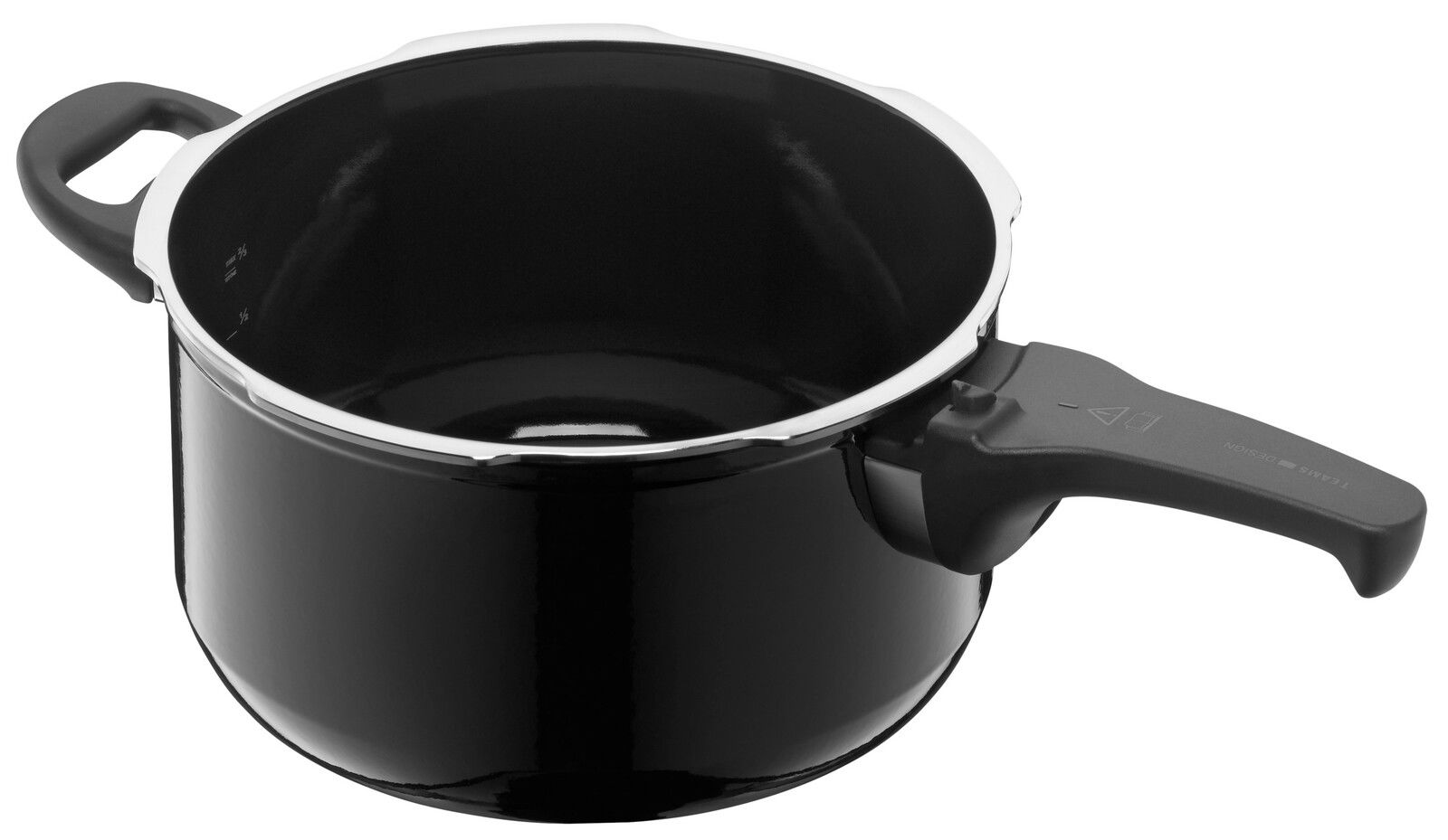 Schwarzer Sicomatic t-Plus Schnellkochtopf mit seitlichem Griff, Ansicht von oben