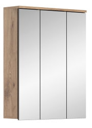 Spiegelschrank MASON mit drei Türen, Holzrahmen, seitliche Perspektive