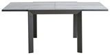 Moderner Gartentisch mit grauer Tischplatte und schwarzem Gestell, Frontalansicht