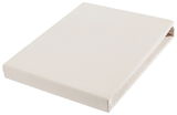 Beige Spannbetttuch Florenz, gefaltet, aus schräger Perspektive fotografiert