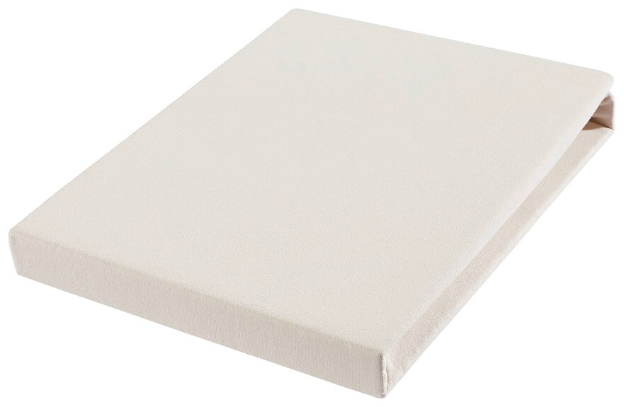 Novel Spannbetttuch FLORENZ Beige Spannbetttuch Florenz, gefaltet, aus schräger Perspektive fotografiert