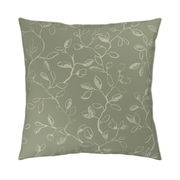 Grünes Kissen mit weißem Blattmuster, Vorderansicht