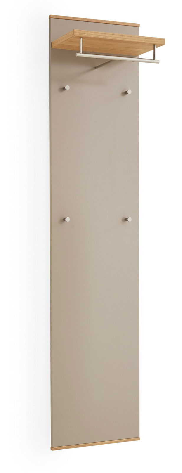 VOSS Garderobenpaneel LOVENO Garderobenpaneel in seitlicher Perspektive mit Holzablage und mehreren Haken.