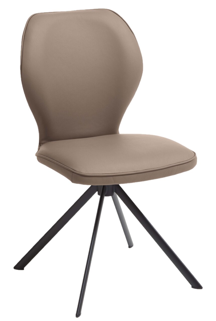 Escando Natur Stuhl COLORADO-TREND-LINE Moderner Stuhl mit beigem Polster und schwarzem Metallgestell, seitliche Perspektive