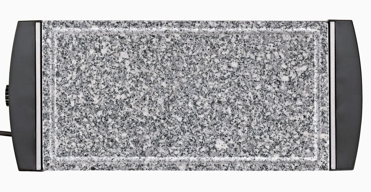 Raclette-Grill mit grauer Steinplatte, Draufsicht