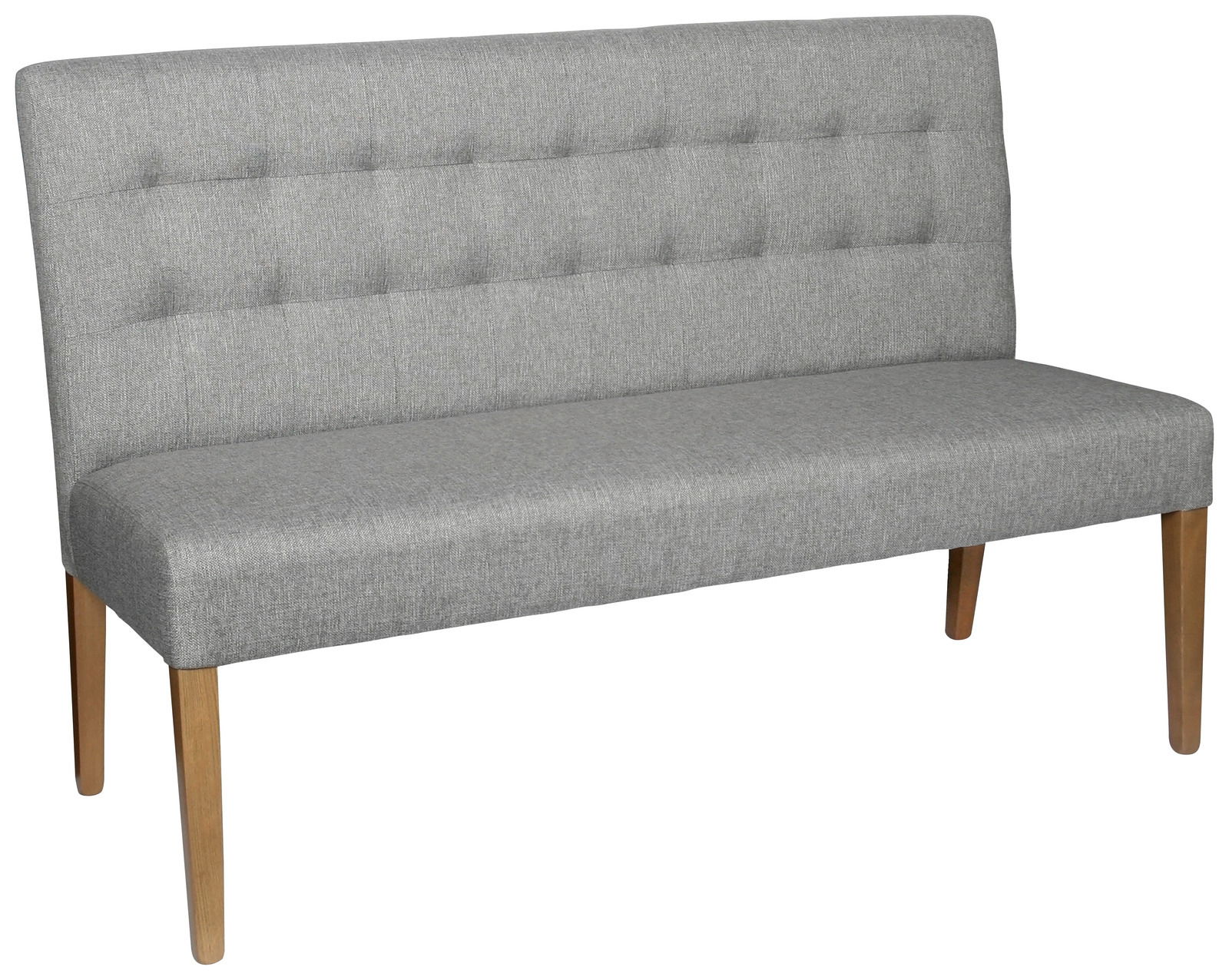Z2 Bank GRANADA Graue Polsterbank mit Holzbeinen, seitliche Perspektive