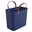 Dunkelblaue Multibag Style 25l mit braunen Griffen, seitliche Perspektive