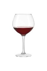 Burgunderglas Ciao+ 630ml, gefüllt mit Rotwein, seitliche Ansicht
