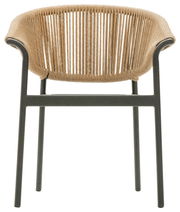 Moderner Gartensessel mit Seilgeflecht, Vorderansicht