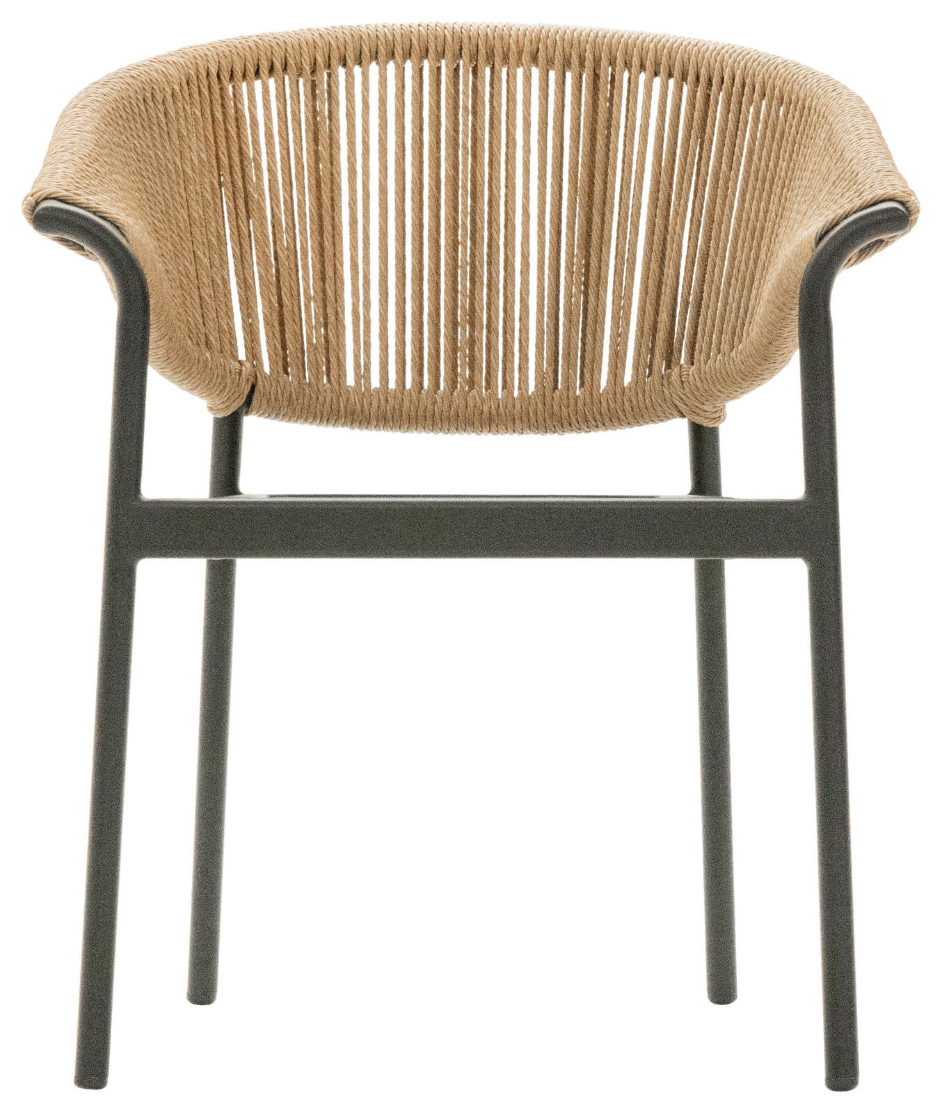 Moderner Gartensessel mit Seilgeflecht, Vorderansicht