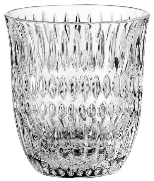 Kristallglas mit elegantem, facettiertem Design, Frontalansicht