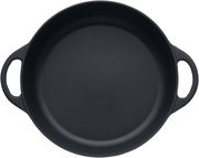 Bauernpfanne 28cm aus schwarzem Material mit zwei Griffen, Draufsicht