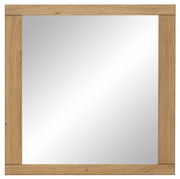 Quadratischer Spiegel mit Holzrahmen, Frontalansicht