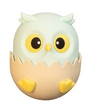 Niedliches Akku-Nachtlicht in Form einer Eule, die aus einem Ei schlüpft, Frontalansicht