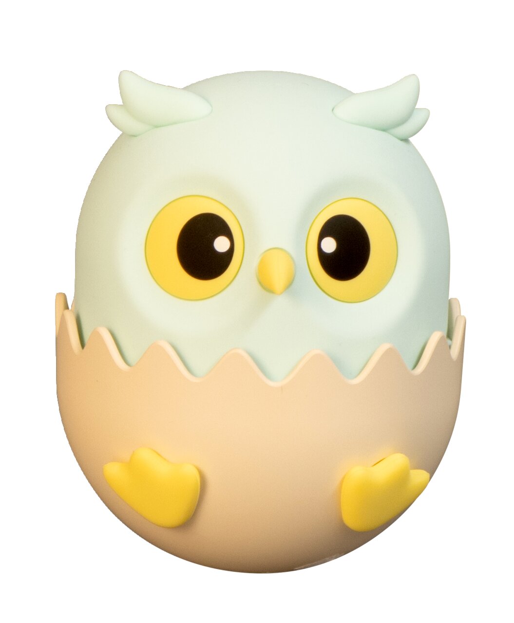 Niedliches Akku-Nachtlicht in Form einer Eule, die aus einem Ei schlüpft, Frontalansicht
