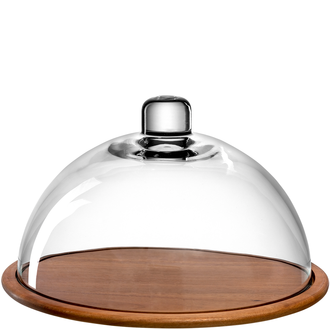 Leonardo Holzkäseplatte mit Glasglocke CUCINA Holzkäseplatte mit Glasglocke, seitliche Perspektive