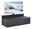 Modernes TV-Lowboard in schwarzem Design mit integriertem TV-Halter, seitliche Perspektive.