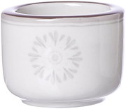 Weißer Teelichthalter Valencia 6cm mit floralem Muster, seitliche Perspektive