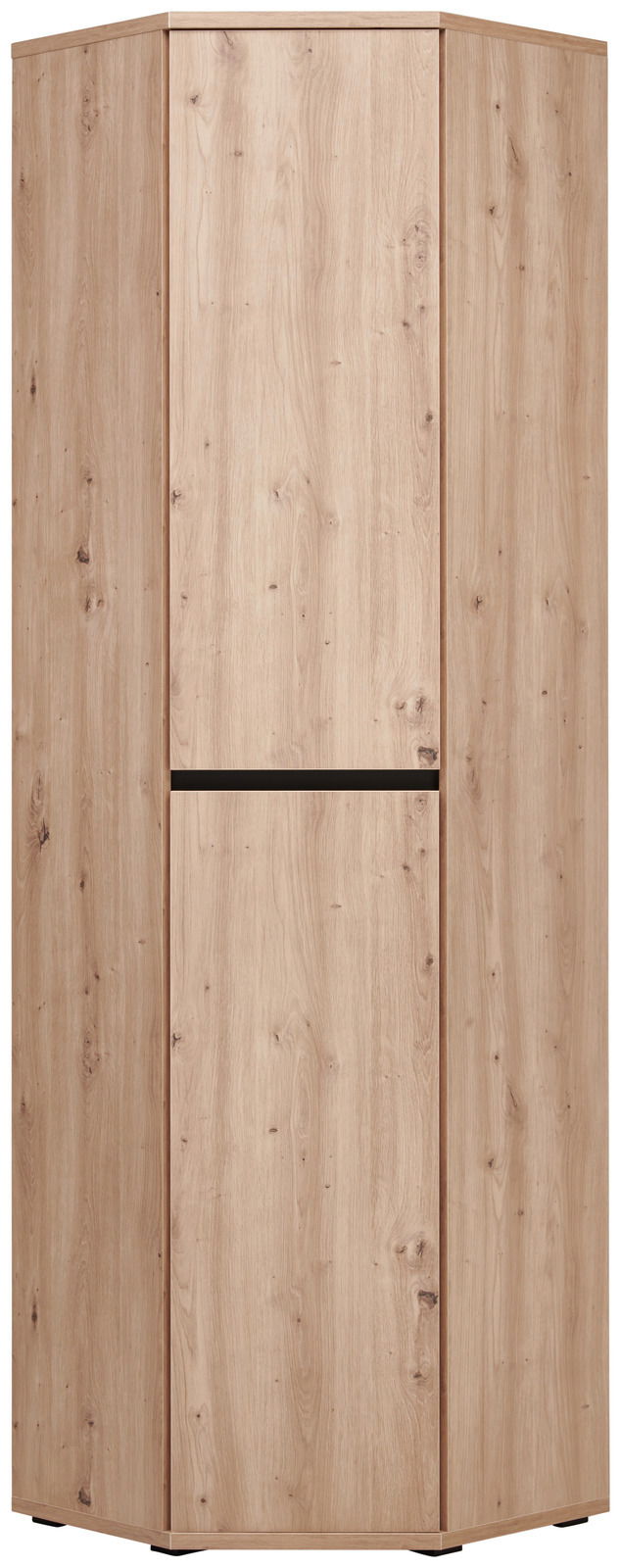 Eckschuh- und Mehrzweckschrank aus Holz in Frontansicht