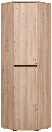 Eckschuh- und Mehrzweckschrank aus Holz in Frontansicht